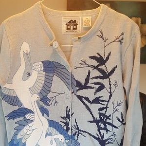 Storybook Knits Baby Blue Swan Decorated Sweater